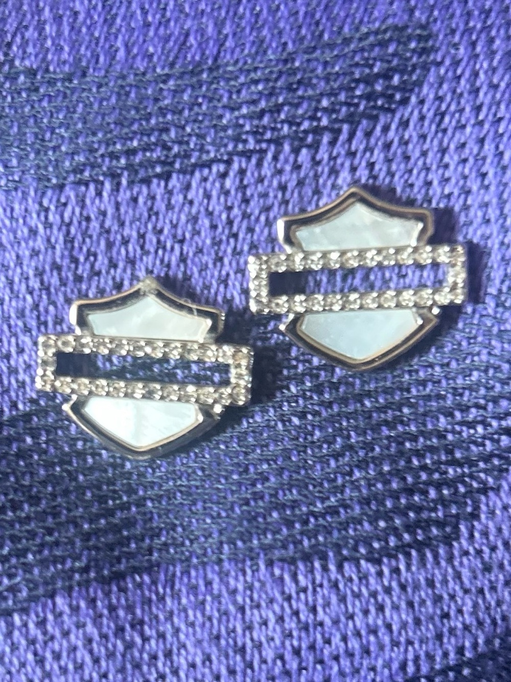 Harley Davidson WOMEN'S MOTHER OF PEARL BAR & SHIELD STUD EARRINGS